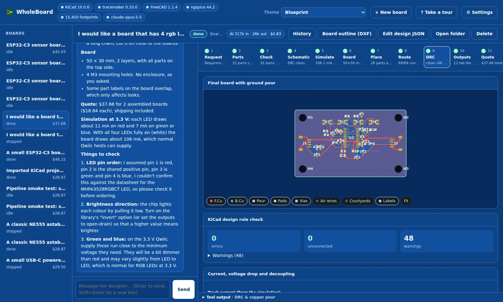 WholeBoard in the Blueprint theme