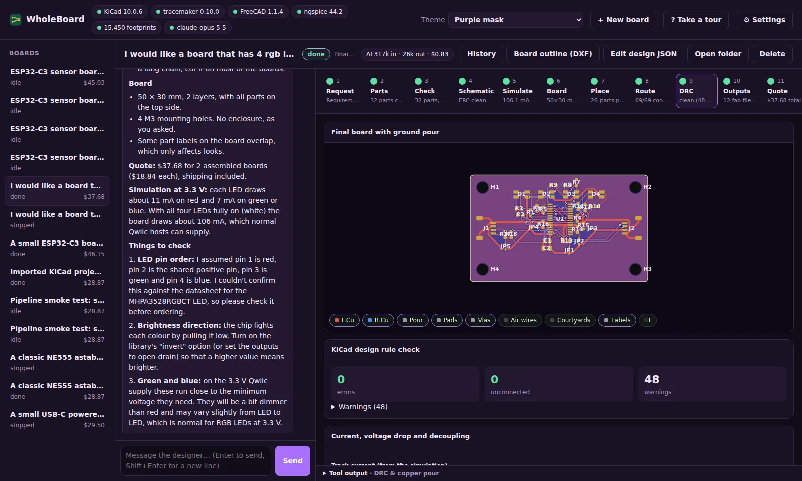WholeBoard in the Purple mask theme
